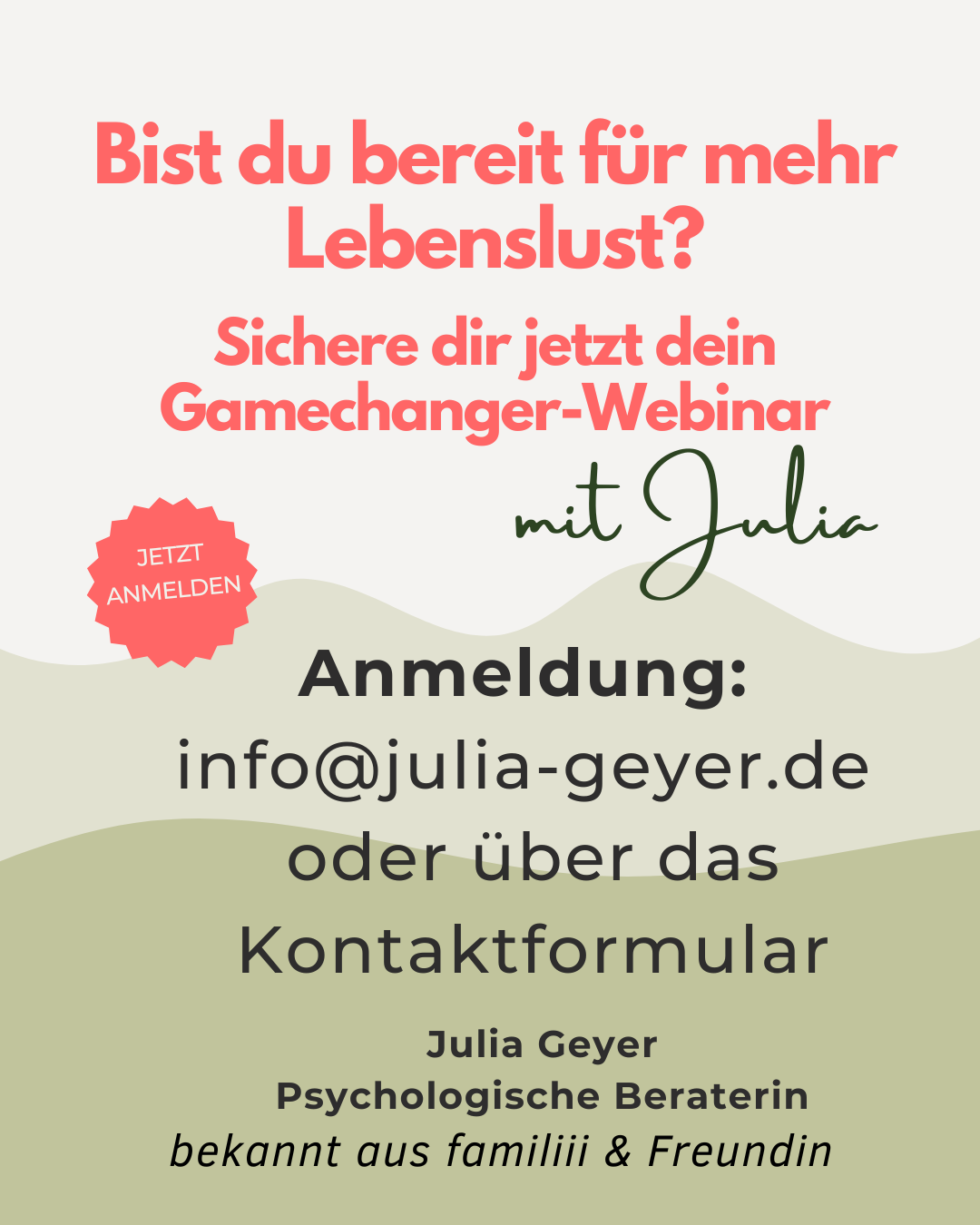 Lebenslust erwecken – dein Gamechanger Webinar mit Julia Geyer